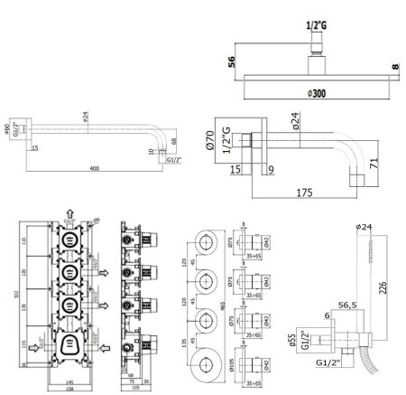 Душевая система Paffoni Modular Box KITMB019NO139KING с термостатом Черная матовая 