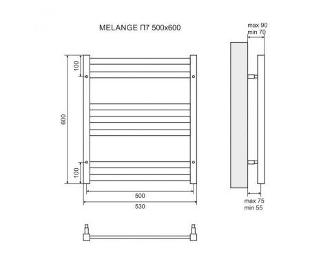 Полотенцесушитель электрический Lemark Melange П7 LM49607EW 500x600 белый 