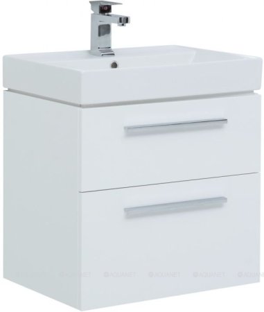 Тумба с раковиной Aquanet Nova 60 белый (2 ящика) 