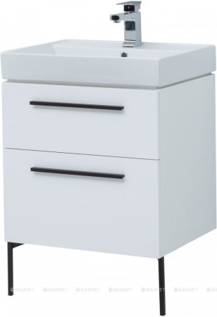 Тумба с раковиной Aquanet Nova 60 белый (2 ящика) 