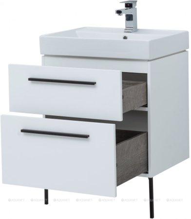 Тумба с раковиной Aquanet Nova 60 белый (2 ящика) 