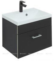 Тумба с раковиной Aquanet Верона 50 черный матовый (раковина Нота 50)