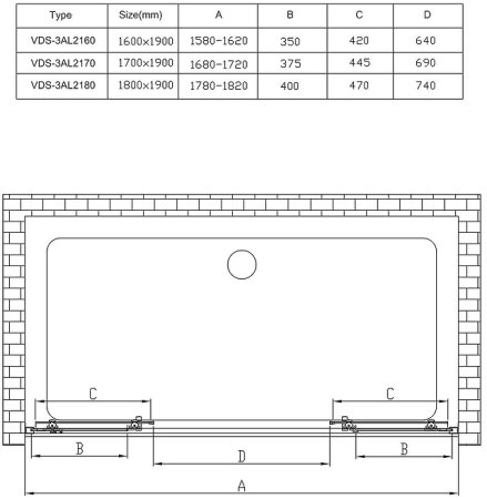 Душевая дверь Vincea Alpha 170 VDS-3AL2170CL профиль Хром стекло прозрачное 