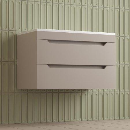 Тумба подвесная Style Line "Остин" под раковину Фортуна 80 2 ящ крем эмаль PLUS 