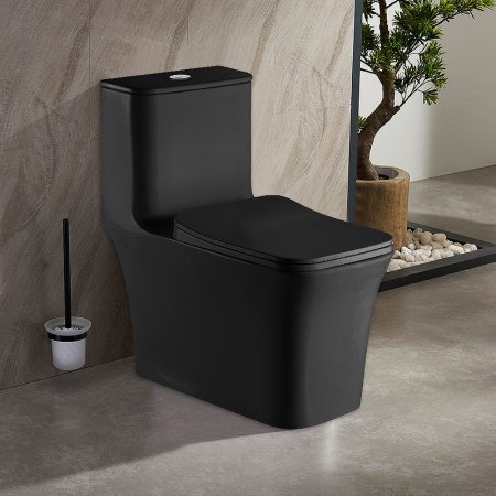 Унитаз моноблок Azario Gressa AZ-1111MB Черный матовый с бачком и сиденьем Микролифт 