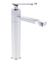 Смеситель для раковины с поворотным носиком Shevanik S6611F, белый/хром