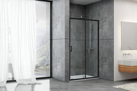 Душевая дверь Abber AG30170B 170x190 профиль Черный стекло прозрачное 