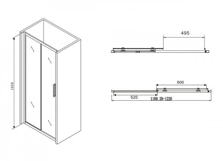 Душевая дверь Abber Schwarzer Diamant 120 AG30120BH профиль Черный стекло прозрачное 