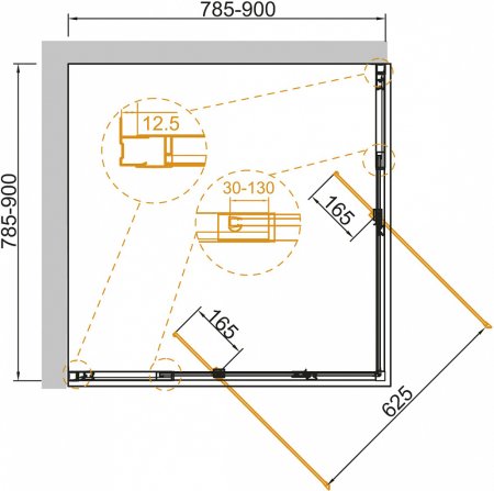 Душевой уголок Cezares Variante A/AH-2 80/90 C Cr 