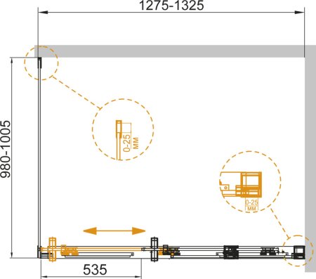 Душевой уголок Cezares Duet Soft AH 1 130/100 C Cr 