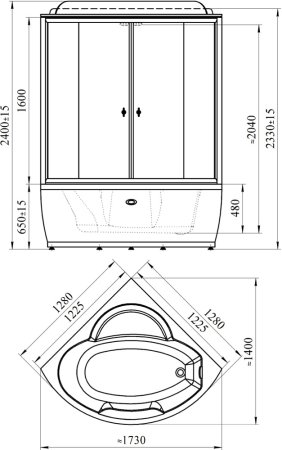 Душевой бокс Radomir Лаура 1 стекло прозрачное 