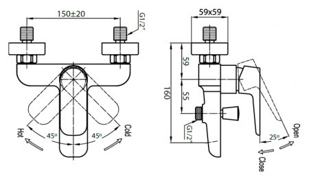 Смеситель Cezares Grace VD 01 для ванны с душем 