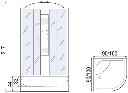 Душевая кабина River Temza 100x100 МТ 10000001270 с поддоном 