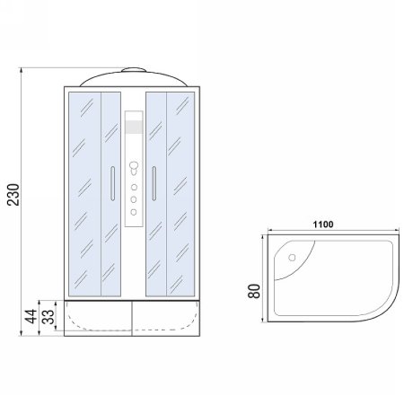 Душевая кабина River Dunay XL 110x80 MT L 10000006192 с гидромассажем 