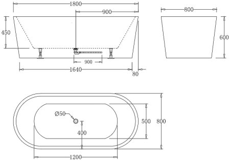 Акриловая ванна BelBagno 180x80 BB71-1800-W0 без гидромассажа 