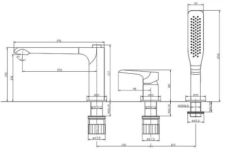 Смеситель на борт ванны BelBagno Ancona ANCONA-BVD3-CRM Хром 