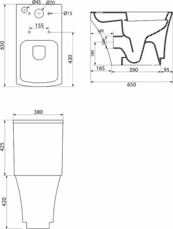 Унитаз компакт BelBagno Regina BB104CP без бачка и сиденья 