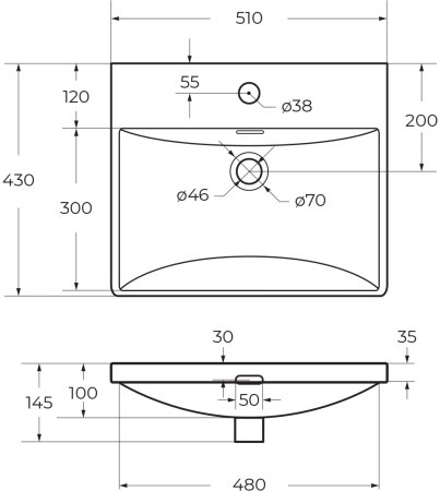 Керамическая раковина BelBagno BB-8076-3-50 