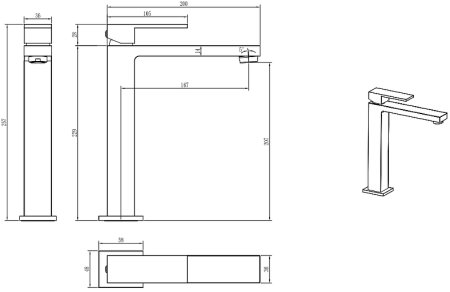 Смеситель для раковины Boheme Qubic 472-B Черный матовый 