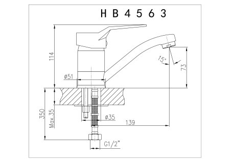 Смеситель однорычажный для раковины HAIBA HB4537-2 хром 