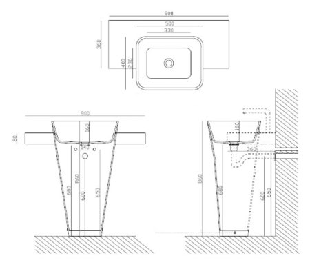 Раковина Galassia Meg11 Monolith 50x40 