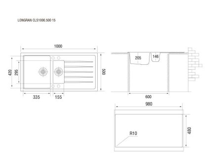 Мойка для кухни каменная Longran Classic CLS 100x50 Лава 