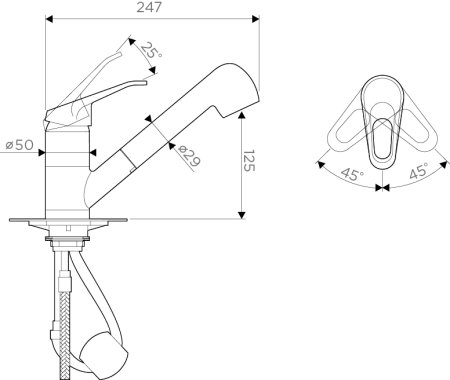 Смеситель для кухни Omoikiri TAKAYAMA-S OTA-CR-40 Хром 