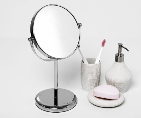 Косметическое зеркало WasserKRAFT K-1003 двухстороннее, с 3-х кратным увеличением 