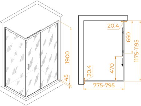 Душевой уголок RGW PA-245 800x1200 