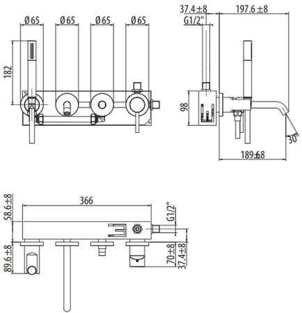 Смеситель для ванны Gattoni Circle Two 9105/91C0 Хром 