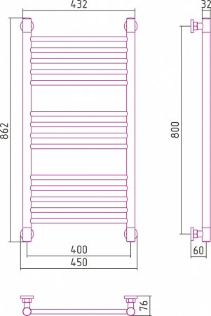 Полотенцесушитель водяной Сунержа Богема+ 80x40 прямая 