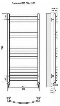 Водяной полотенцесушитель Terminus Палермо П15 500x1136 4620768886515 Хром 