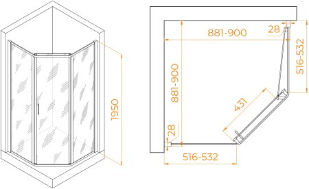 Душевой уголок RGW PA-86S 900x900 
