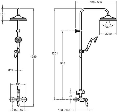 Душевая система Jacob Delafon Louise E24368-CP Хром 