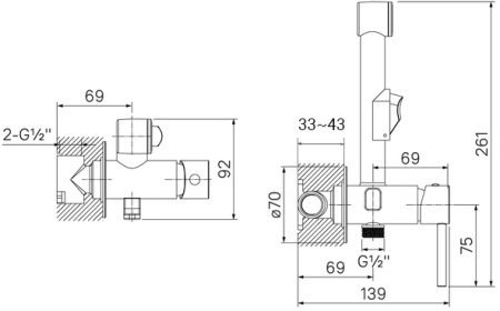 Встраиваемый смеситель с гигиеническим душем IDDIS Axes белый, матовый (003WTR0i08) 