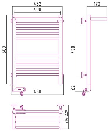Полотенцесушитель электрический Сунержа Богема 2.0 60х40 R с полкой 
