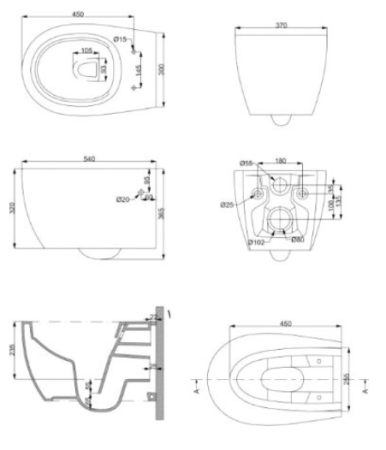 Унитаз подвесной Creo Decart WD1100 