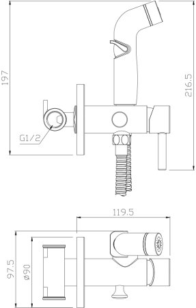 Смеситель OLIVE'S встраиваемый с гигиенической лейкой BALEAR (13142BL) 