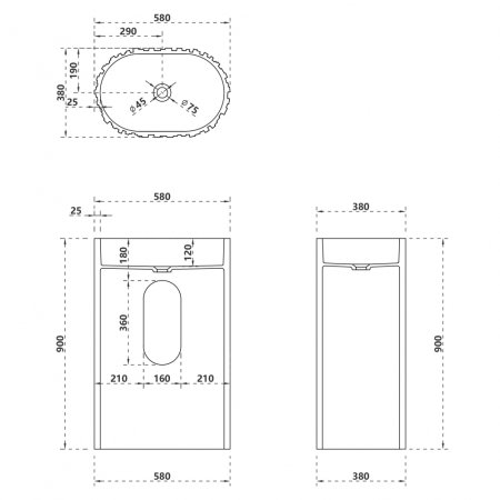 Раковина отдельностоящая ABBER Stein AS2551-H белая матовая 