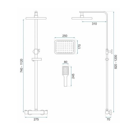 Душевая система 250х170 мм Rea Tom REA-P7102 
