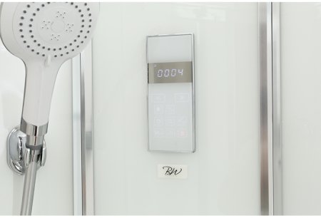 Душевая кабина Black&White Galaxy 550712l с гидромассажем профиль Серебристый хром задняя стенка Белая 