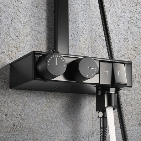 Душевая система Black&White Universe U7855B 7855BU с термостатом Черная матовая 