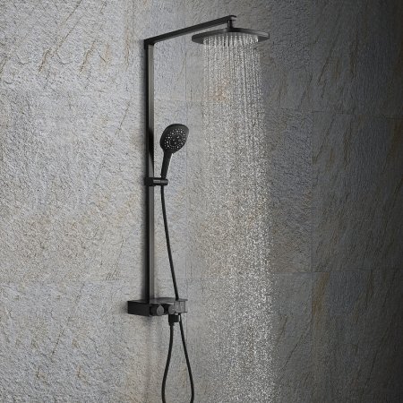 Душевая система Black&White Universe U7855B 7855BU с термостатом Черная матовая 