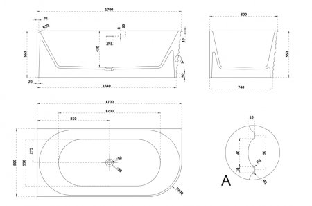 Ванна из искусственного камня ABBER Stein AS9651 L белая матовая 