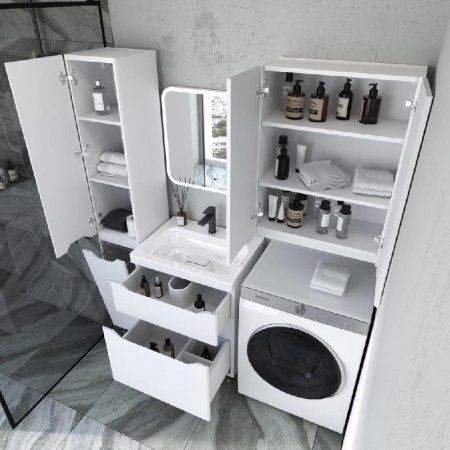 Тумба напольная "Марелла 60" (2 ящ.) Люкс антискрейтч белый глянец, PLUS 