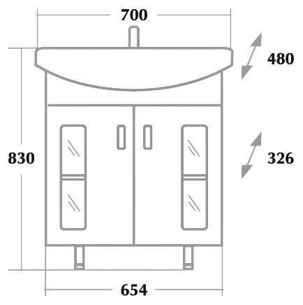 Тумба с раковиной Onika Кристалл 70 