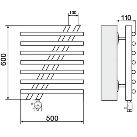 Полотенцесушитель электрический Ника Bamboo ЛБ7 60х50 