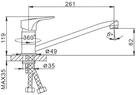 Смеситель для кухни Frap H37 F4837 Хром 