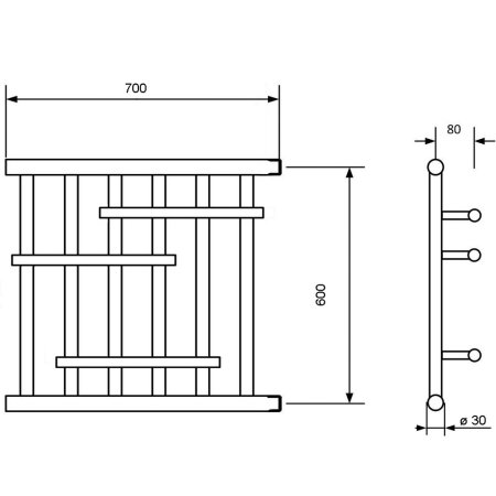 Полотенцесушитель водяной Ника Econ ПМ 6 ПМ6 60х70 