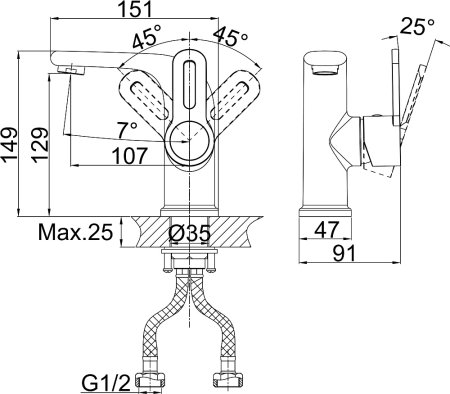Комплект для ванной D&K Rhein Paulinus DA1350001SET 3 в 1, два смесителя + душевой гарнитур 